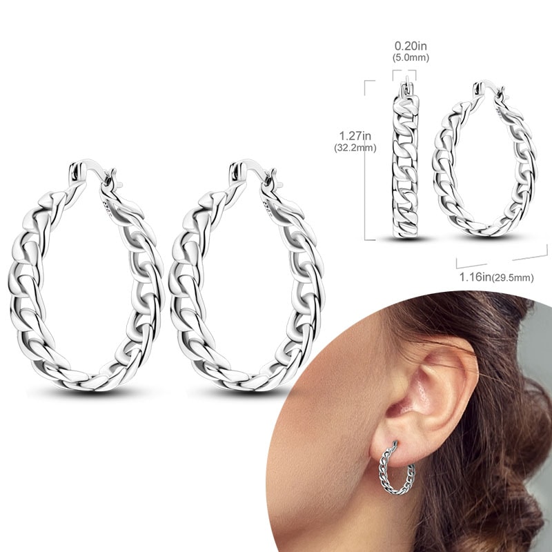 Hypoallergenic Sterling Silver Hoops Earrings With Zirconia High Quality Jewelry For Women And Girl 11