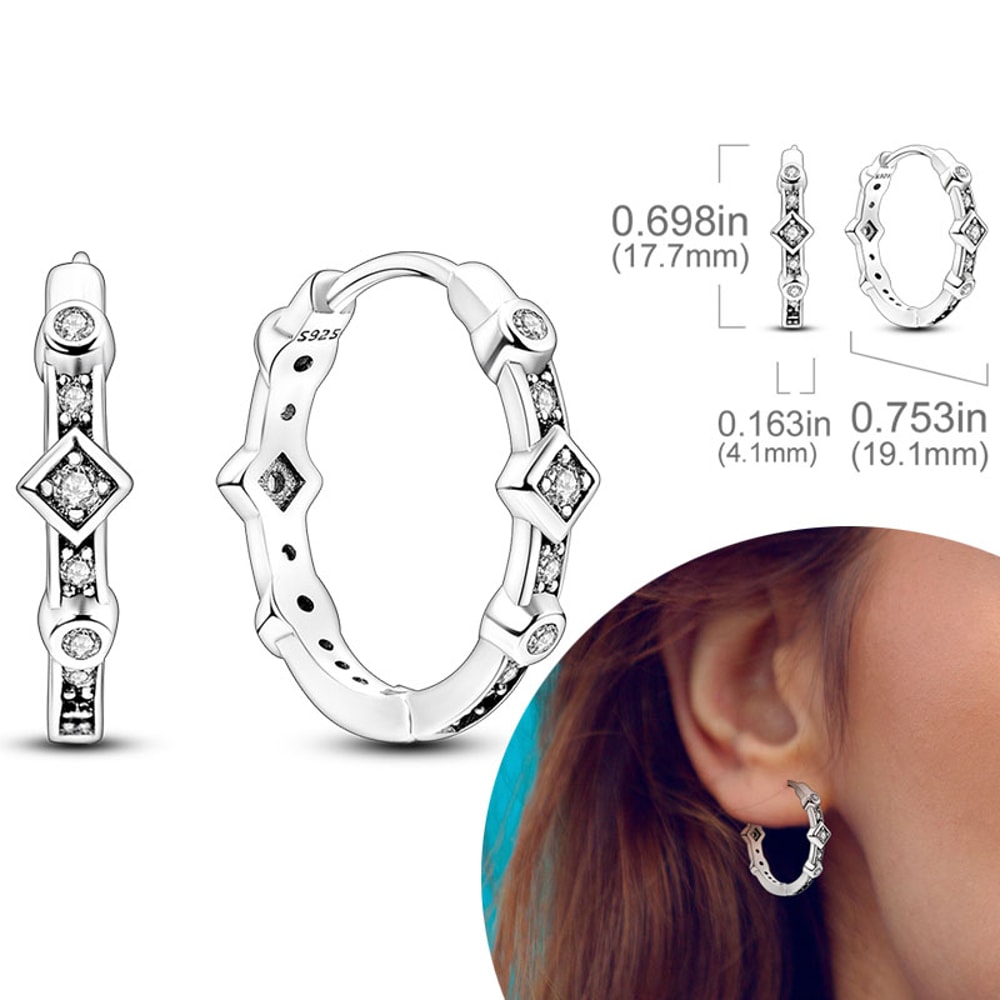 Hypoallergenic Sterling Silver Hoops Earrings With Zirconia High Quality Jewelry For Women And Girl 12