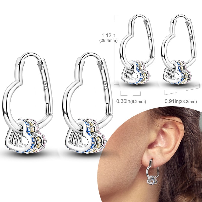 Hypoallergenic Sterling Silver Hoops Earrings with Zirconia, High Quality Jewelry for Women and Girls, Fashion Hoop
