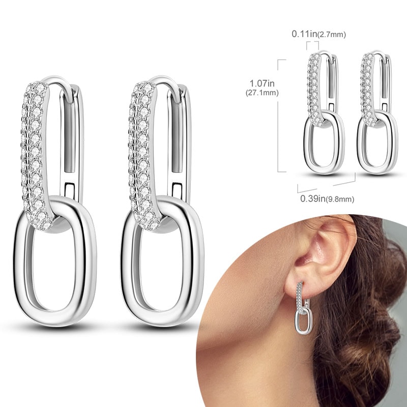 Hypoallergenic Sterling Silver Hoops Earrings with Zirconia, High Quality Jewelry for Women and Girls, Fashion Hoop