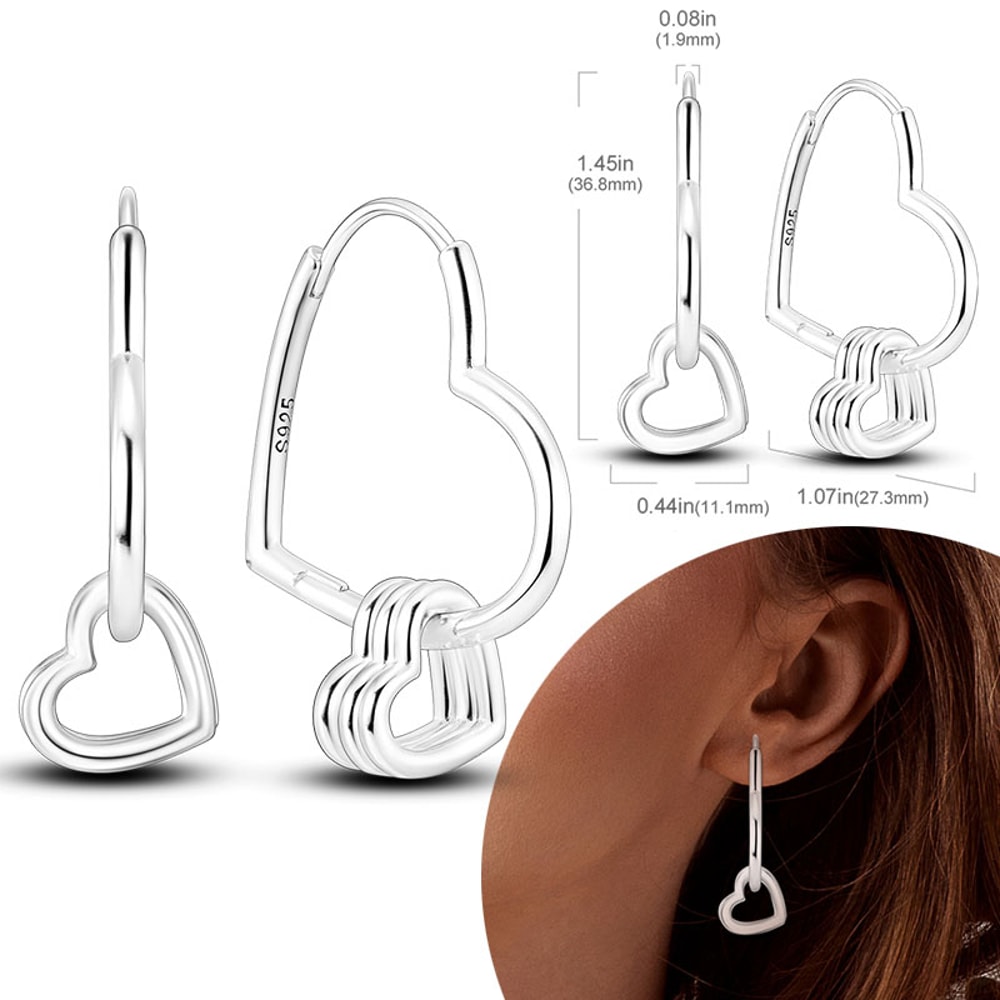 Hypoallergenic Sterling Silver Hoops Earrings with Zirconia, High Quality Jewelry for Women and Girls, Fashion Hoop