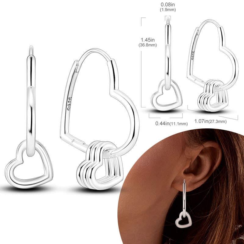 Hypoallergenic Sterling Silver Hoops Earrings with Zirconia, High Quality Jewelry for Women and Girls, Fashion Hoop