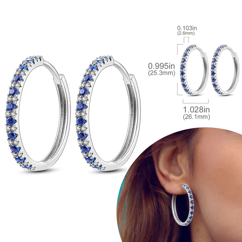 Hypoallergenic Sterling Silver Hoops Earrings with Zirconia, High Quality Jewelry for Women and Girls, Fashion Hoop