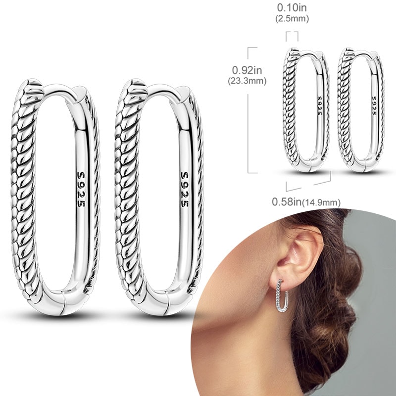 Hypoallergenic Sterling Silver Hoops Earrings with Zirconia, High Quality Jewelry for Women and Girls, Fashion Hoop