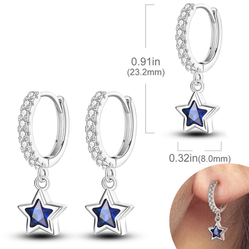 Hypoallergenic Sterling Silver Hoops Earrings with Zirconia, High Quality Jewelry for Women and Girls, Fashion Hoop