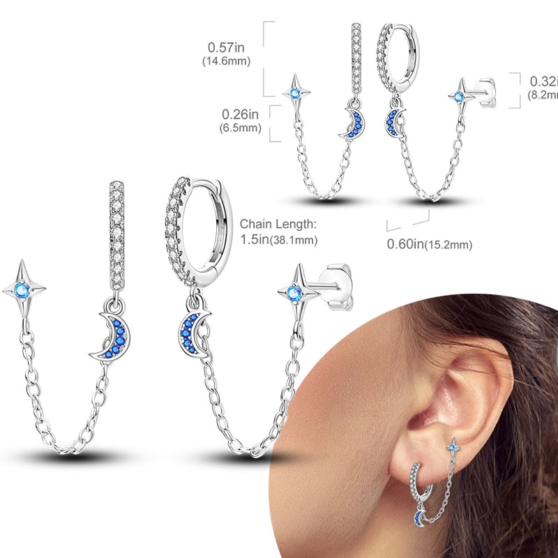 Hypoallergenic Sterling Silver Hoops Earrings with Zirconia, High Quality Jewelry for Women and Girls, Fashion Hoop