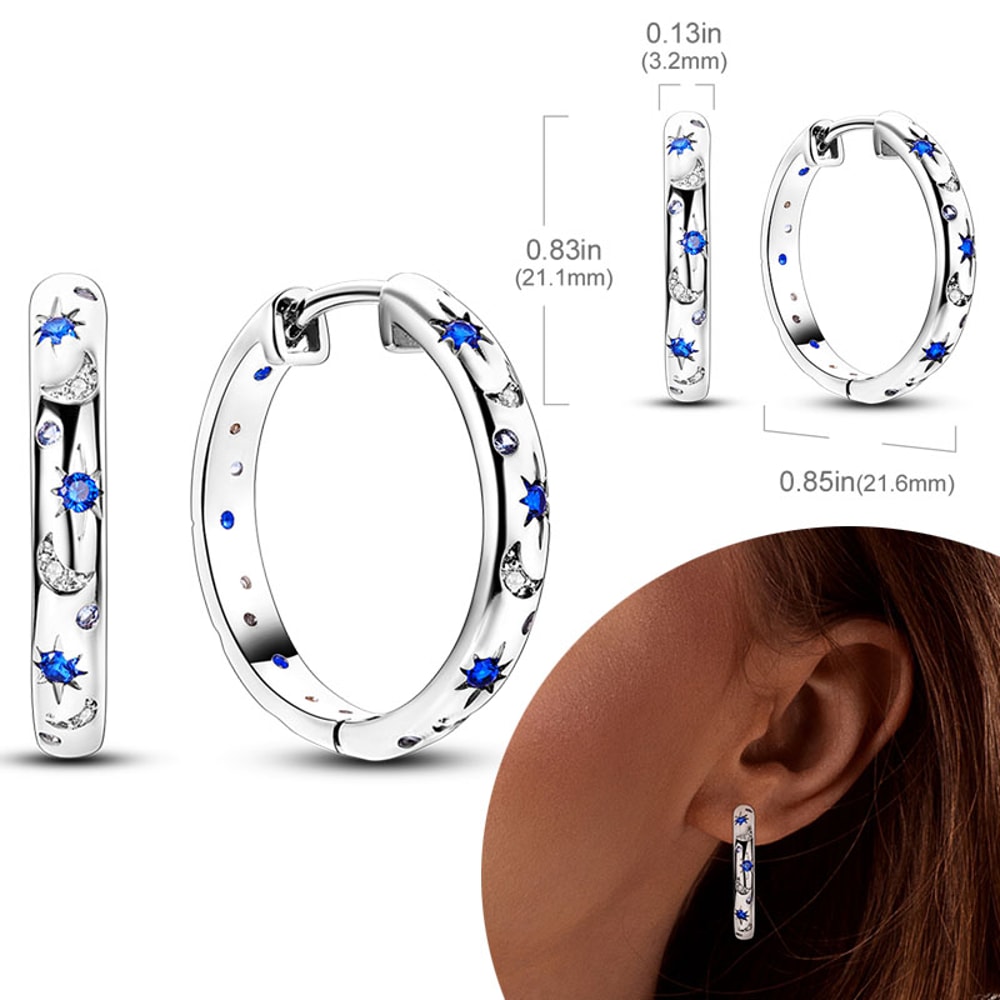 Hypoallergenic Sterling Silver Hoops Earrings with Zirconia, High Quality Jewelry for Women and Girls, Fashion Hoop