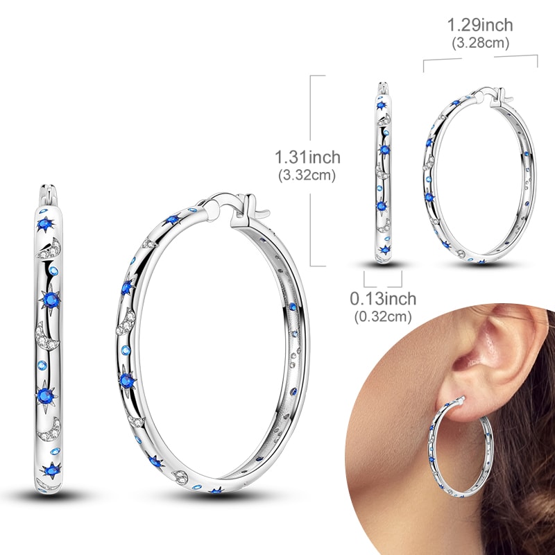 Hypoallergenic Sterling Silver Hoops Earrings with Zirconia, High Quality Jewelry for Women and Girls, Fashion Hoop