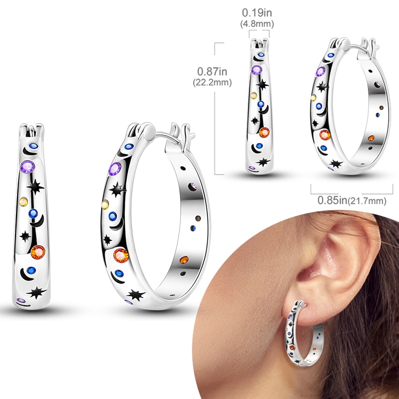 Hypoallergenic Sterling Silver Hoops Earrings with Zirconia, High Quality Jewelry for Women and Girls, Fashion Hoop