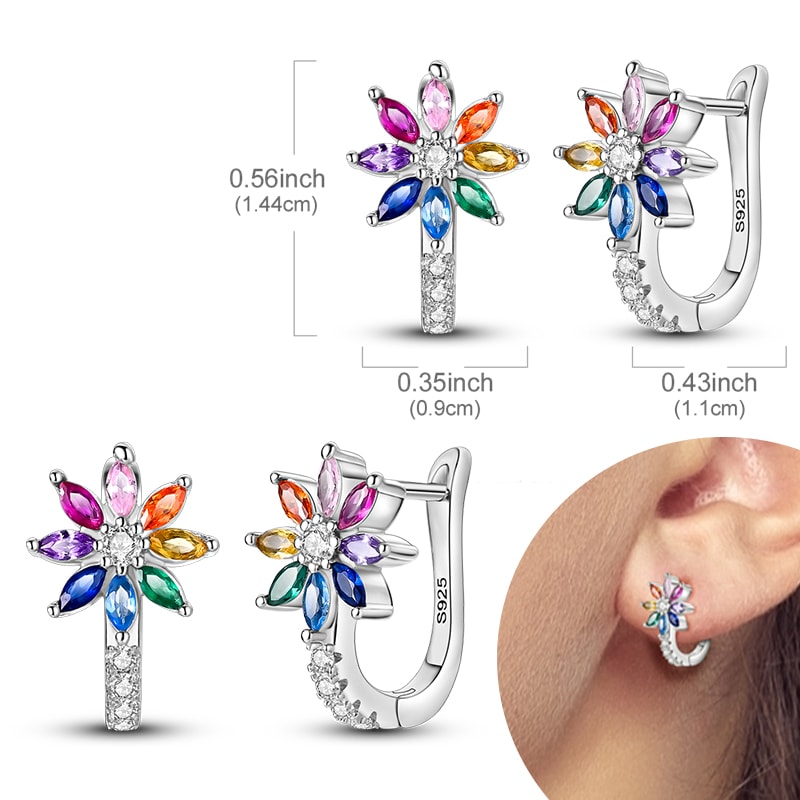 Hypoallergenic Sterling Silver Hoops Earrings with Zirconia, High Quality Jewelry for Women and Girls, Fashion Hoop