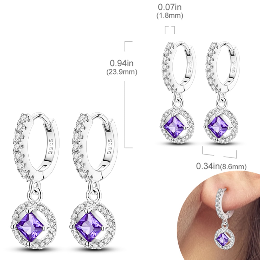 Hypoallergenic Sterling Silver Hoops Earrings with Zirconia, High Quality Jewelry for Women and Girls, Fashion Hoop