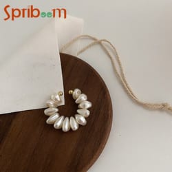 french retro irregular pearl ear cuff fake piercing ear clips with artificial pearls for women elegant jewelry gifts