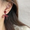 Retro Red Bowknot Stud Earrings for Women Girls Elegant Piercing Aesthetic Ballet Ribbon Jewelry Gift