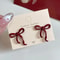 Retro Red Bowknot Stud Earrings for Women Girls Elegant Piercing Aesthetic Ballet Ribbon Jewelry Gift