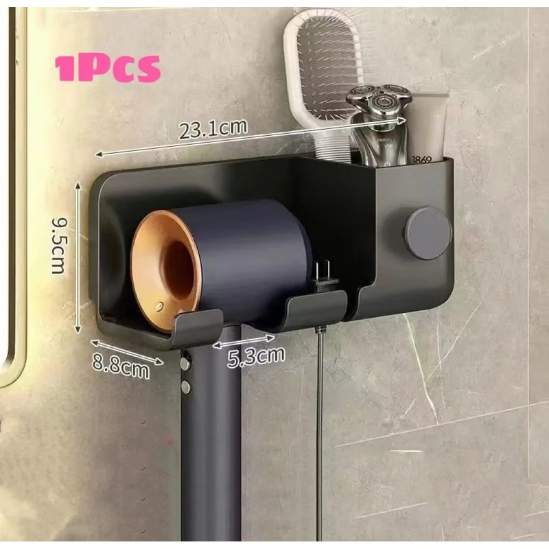 Hair Tool Organizer Wall Mounted Hair Dryer Holder MultiFunctional Bathroom Storage Rack Placement 8