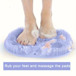 refreshing bathroom foot massage mat with wall-mounted non-slip suction cup and back scrub