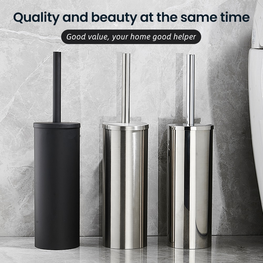 Black Toilet Brush Wall Mounted Stainless Steel Bathroom Toilet Brush Holder WC Cleaner Accessories 2