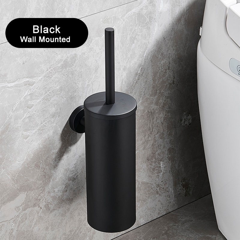 Black Toilet Brush Wall Mounted Stainless Steel Bathroom Toilet Brush Holder WC Cleaner Accessories 10