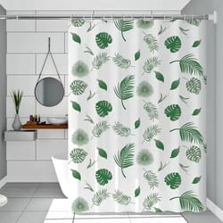 light opaque simple wind green leaves shower curtain quick dry scrubable bath shielding partition