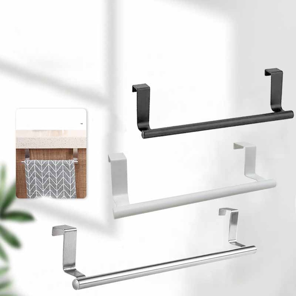 Stainless Steel Towel Rack Over Door Bar Hanger Towel Rag Rack Bathroom Kitchen Shelf Holder 0