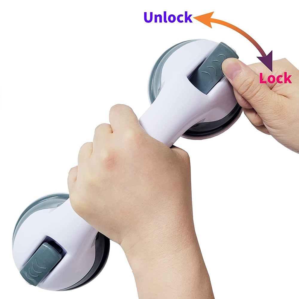 Ultra Grip Shower Handle Grab Bars with Dual Locking Suction Cups, Anti Slip Bathroom Support for Toilet
