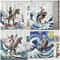Creative Funny Cat Riding Dinosaur Shower Curtain Ocean Sea Waves Polyester Bathroom Decor With Hoo 0