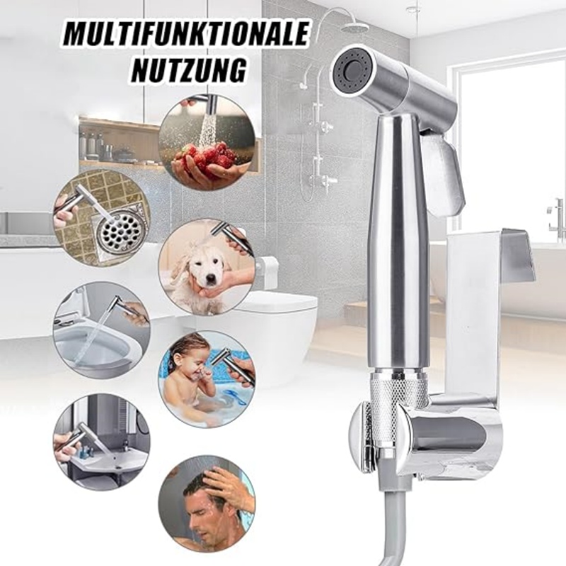 Stainless Steel Handheld Bidet Toilet Sprayer Kit With Way Valve For Personal Hygiene Pet Bathing 5
