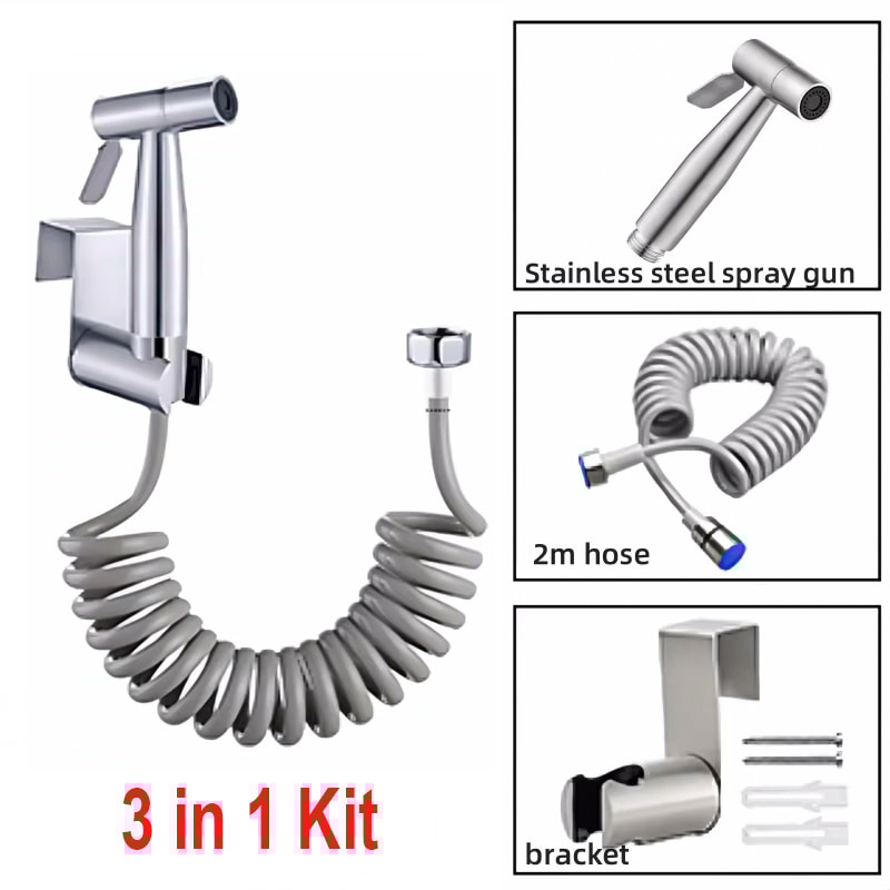 Stainless Steel Handheld Bidet Toilet Sprayer Kit With Way Valve For Personal Hygiene Pet Bathing 6