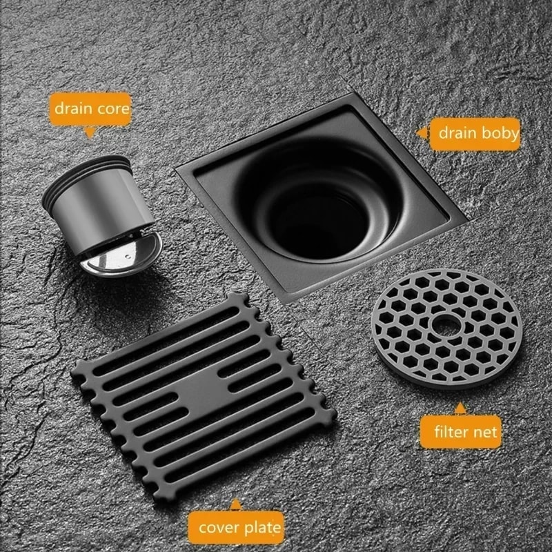 Stainless Steel Square Floor Drain Antiodor With Removable Cover For Bathroom Laundry 1