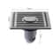 Stainless Steel Square Floor Drain Antiodor With Removable Cover For Bathroom Laundry 5