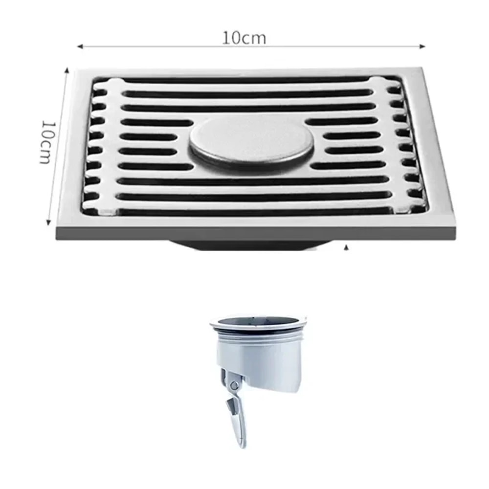Stainless Steel Square Floor Drain Antiodor With Removable Cover For Bathroom Laundry 6