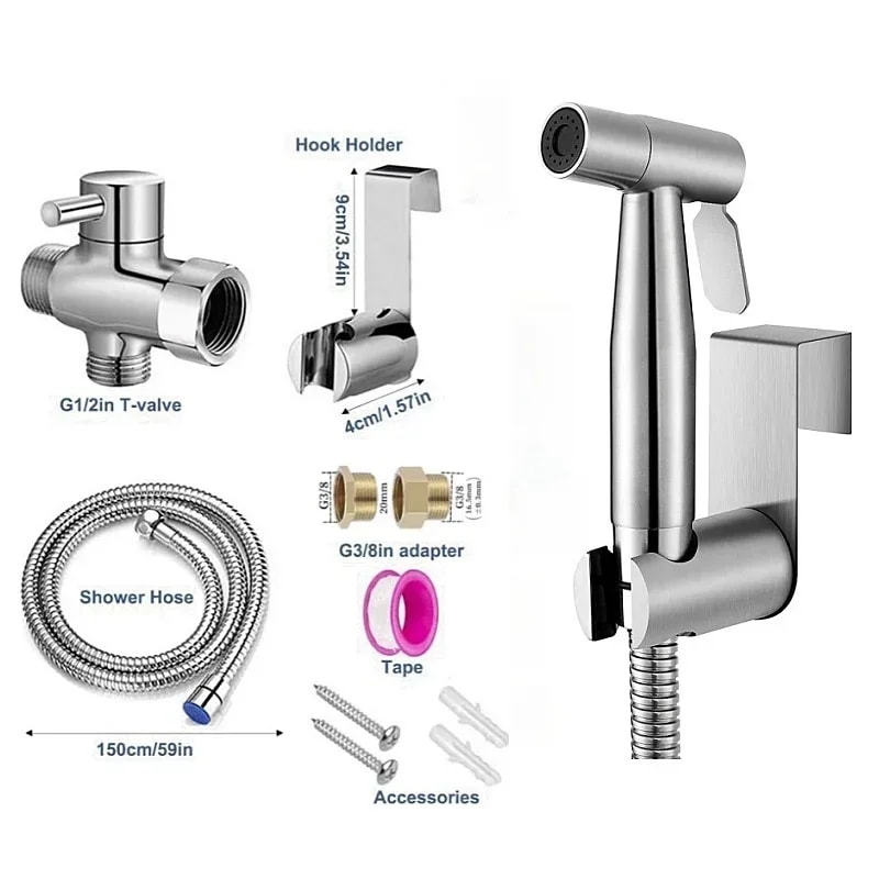 Stainless Steel Handheld Bidet Toilet Sprayer Kit Shattaf Jet For Personal Hygiene 1