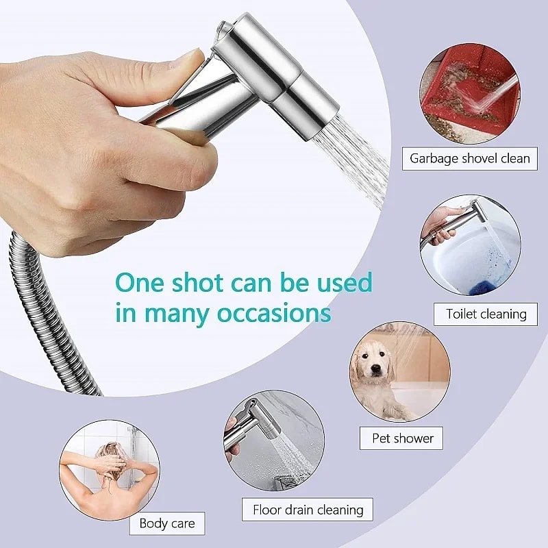 Stainless Steel Handheld Bidet Toilet Sprayer Kit Shattaf Jet For Personal Hygiene 5