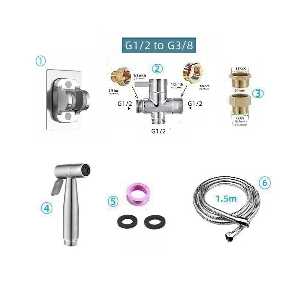 Stainless Steel Handheld Bidet Toilet Sprayer Kit Shattaf Jet For Personal Hygiene 6