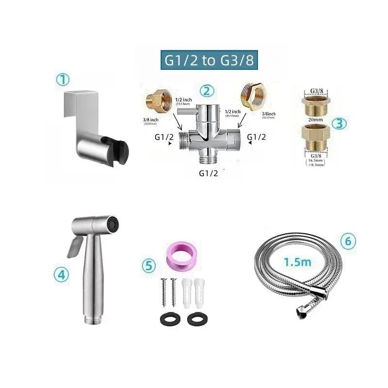 Stainless Steel Handheld Bidet Toilet Sprayer Kit Shattaf Jet For Personal Hygiene 8