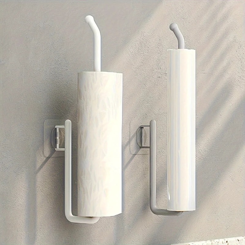 Wallmounted Towel Bar Punchfree Kitchen Paper Towel Rack Toilet Paper Roll Hanger 1