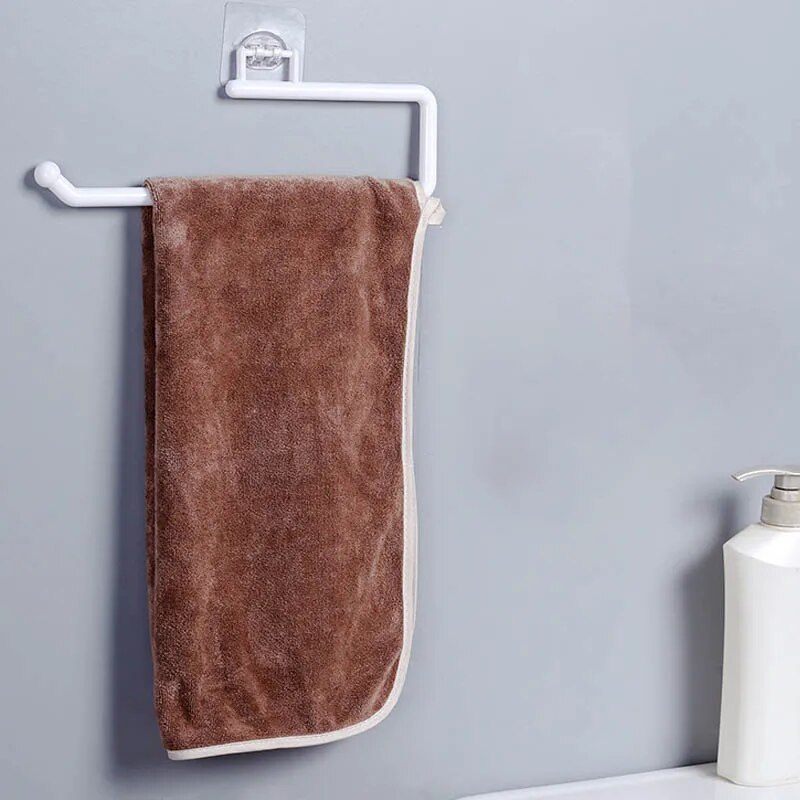Wallmounted Towel Bar Punchfree Kitchen Paper Towel Rack Toilet Paper Roll Hanger 2