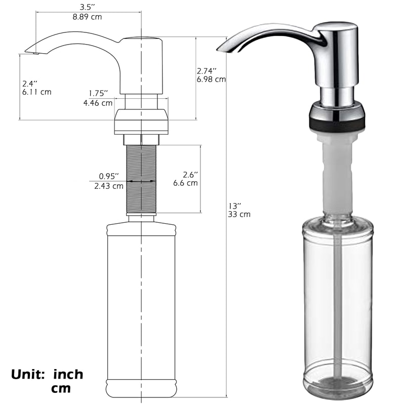 Kitchen Sink Soap Dispenser Built In Pumps Samodra Nickel Counter Liquid Soap Bottle 5