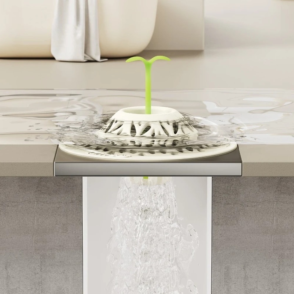 Anti Clog Embedded Floor Drain Hair Filter with Sprout Design Sink Strainer Bathroom Hair Catcher