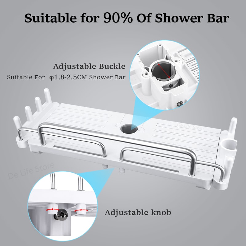 Bathroom Shelf Extendable Shower Storage Holder Shampoo Tray Without Drilling 3