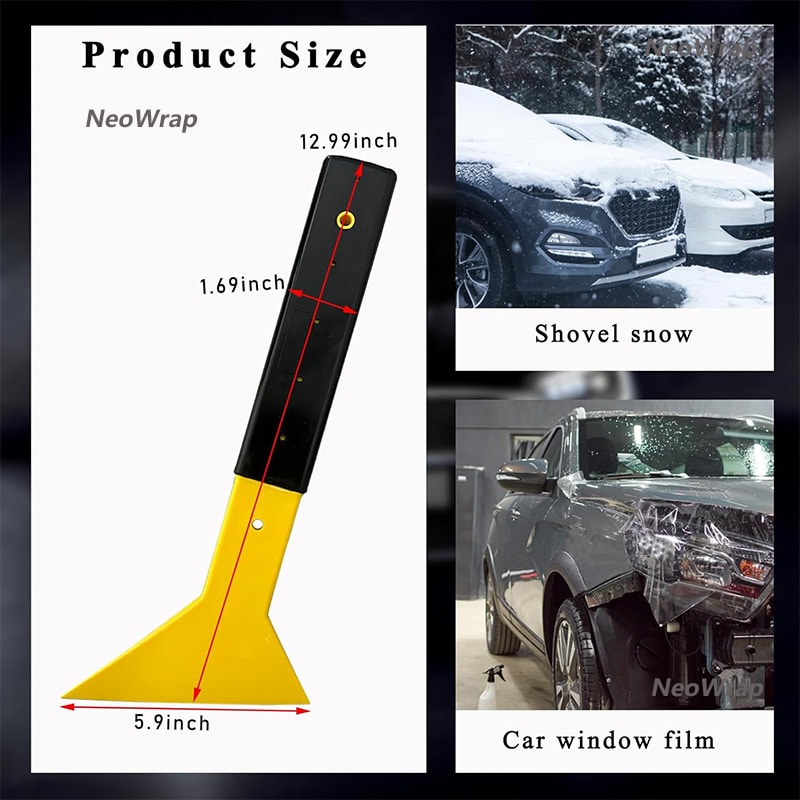 Snow Frost Ice Removal Shovel Scraper for Car Windshield Triangle Window Tinting Squeegee with Non-Slip Long Handle