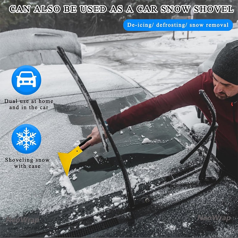 Snow Frost Ice Removal Shovel Scraper for Car Windshield Triangle Window Tinting Squeegee with Non-Slip Long Handle