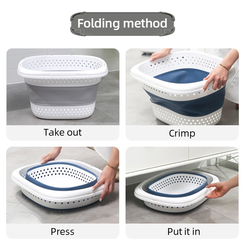 Folding Collapsible Plastic Laundry Basket Large Pop Up Bathroom Dirty Clothes Storage Container 3