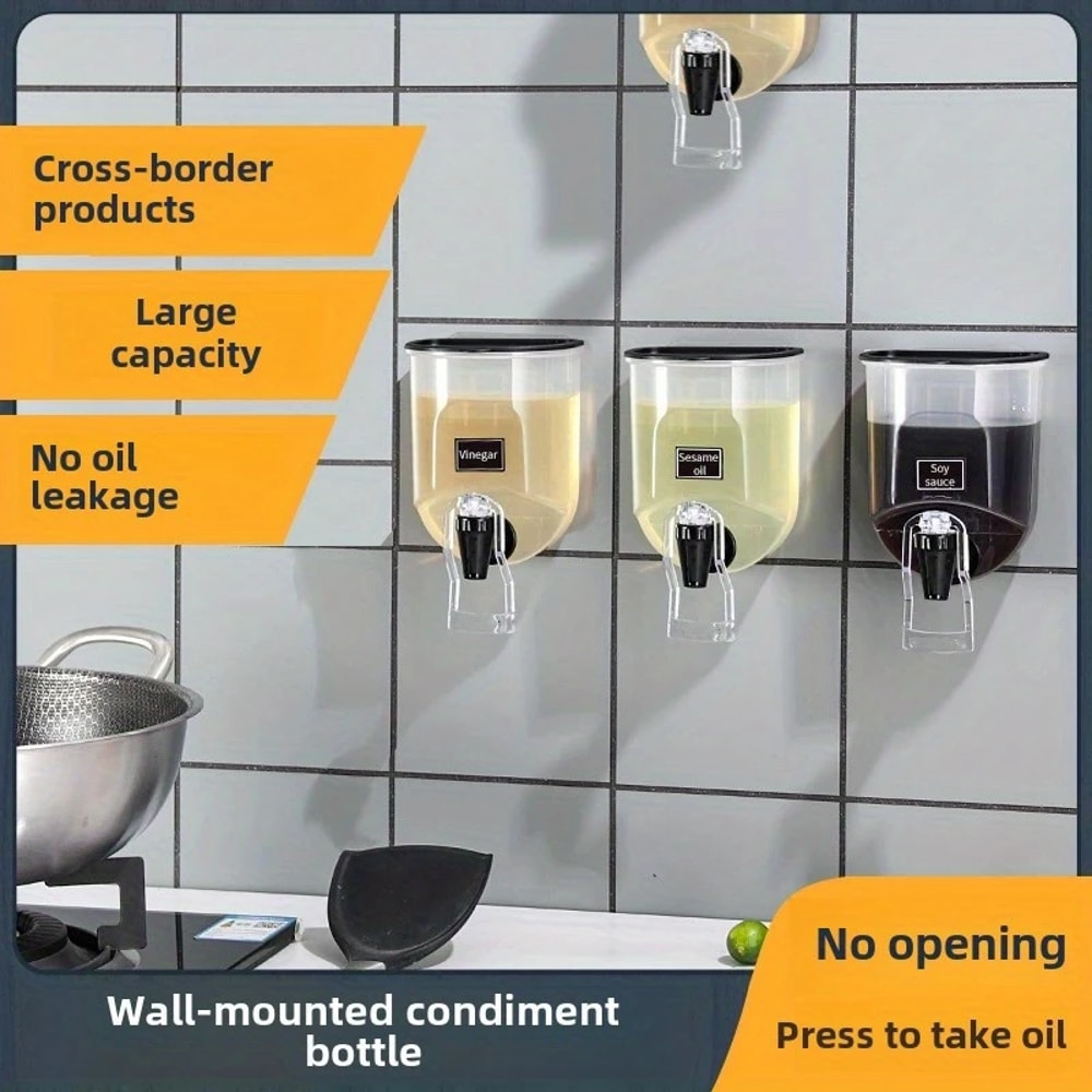 Kitchen Wall Mounted Transparent Liquid Seasoning Bottle Soy Sauce Vinegar Dispensing Bottle With Q