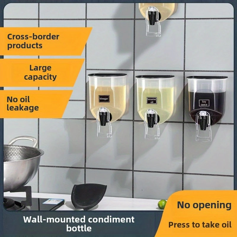 Kitchen Wall Mounted Transparent Liquid Seasoning Bottle Soy Sauce Vinegar Dispensing Bottle With Q