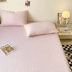grid bedding sheet, soft comfortable bed sheet for bedroom and guestroom