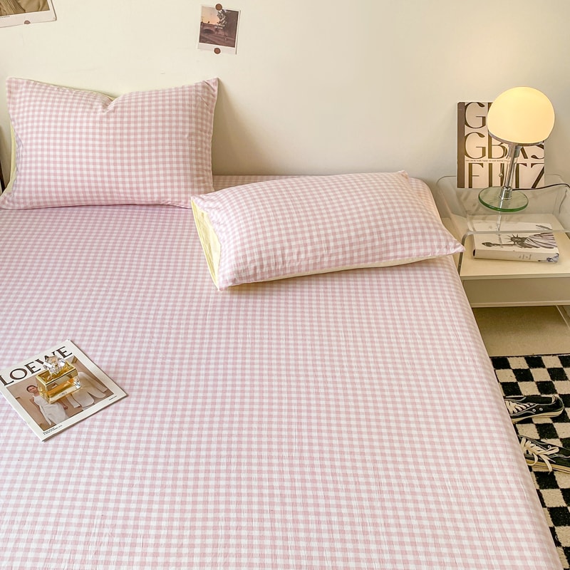 Grid Bedding Sheet Soft Comfortable Bed Sheet For Bedroom And Guestroom 3