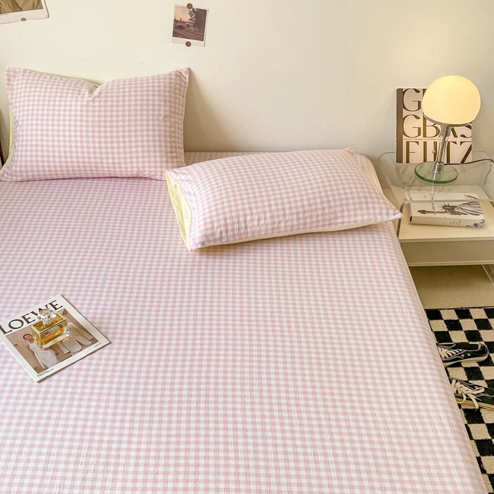 Grid Bedding Sheet Soft Comfortable Bed Sheet For Bedroom And Guestroom 4