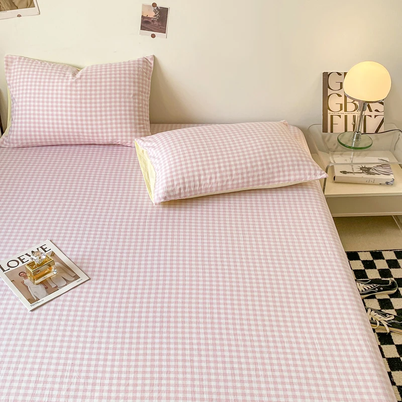 Grid Bedding Sheet Soft Comfortable Bed Sheet For Bedroom And Guestroom 4