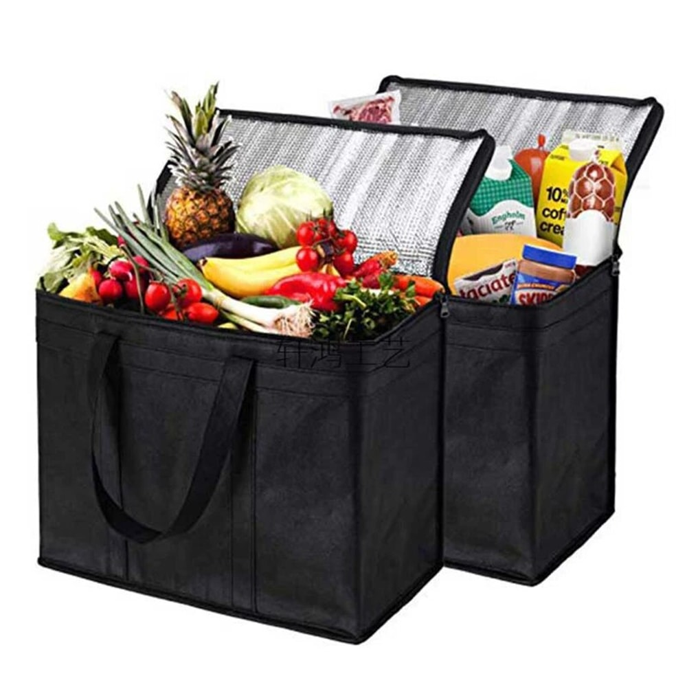 Folding Insulated Picnic Bag for Outdoor Camping, BBQ, Catering, and Travelling with Zipper Closure